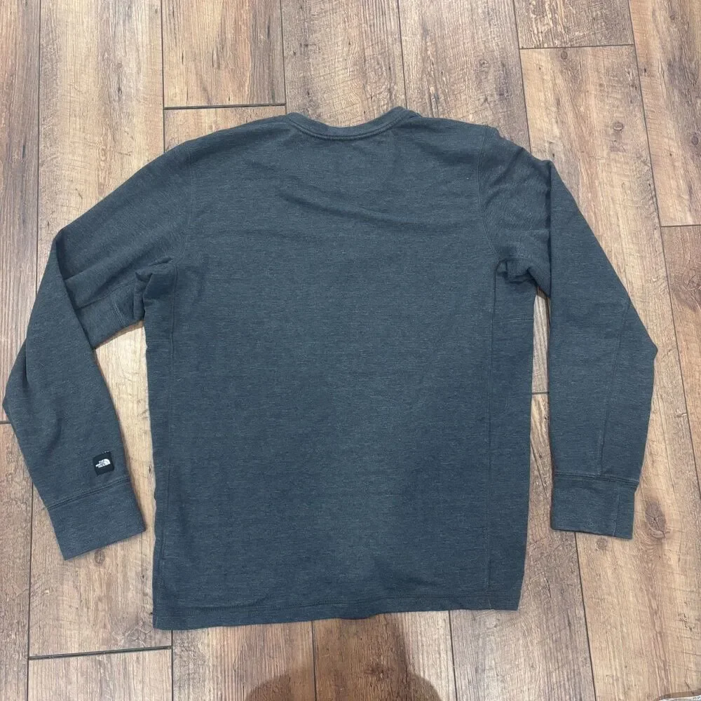 The North Face Terry Long Sleeve Henley Shirt Dark Gray Pullover Mens Sz L Large